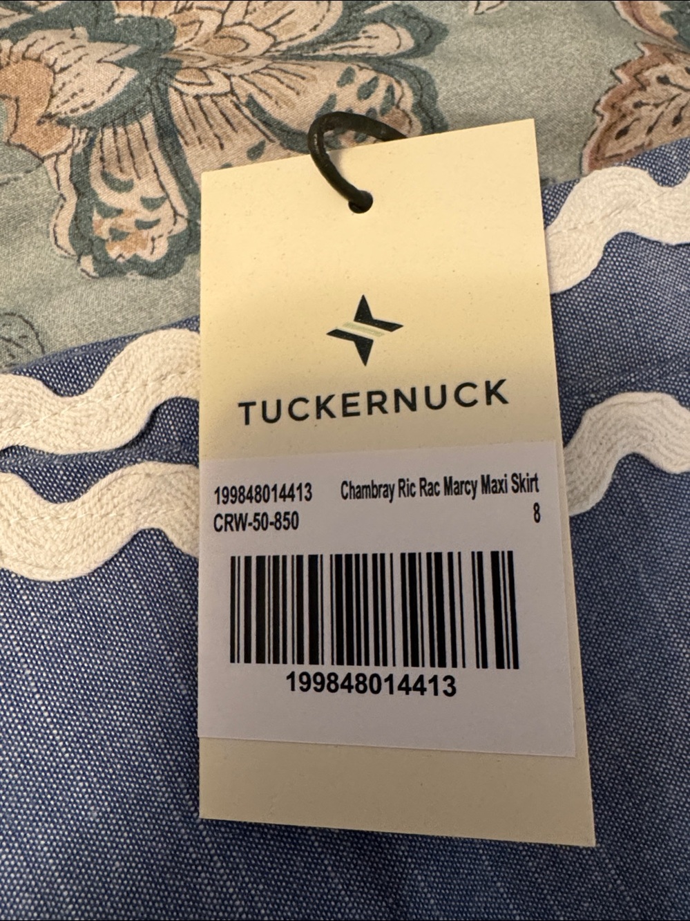 Tuckernuck Chambray Blue Midi Skirt with White Rickrack - Picture 8 of 8